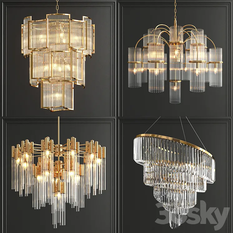 Collection of modern crystal chandeliers 3DS Max