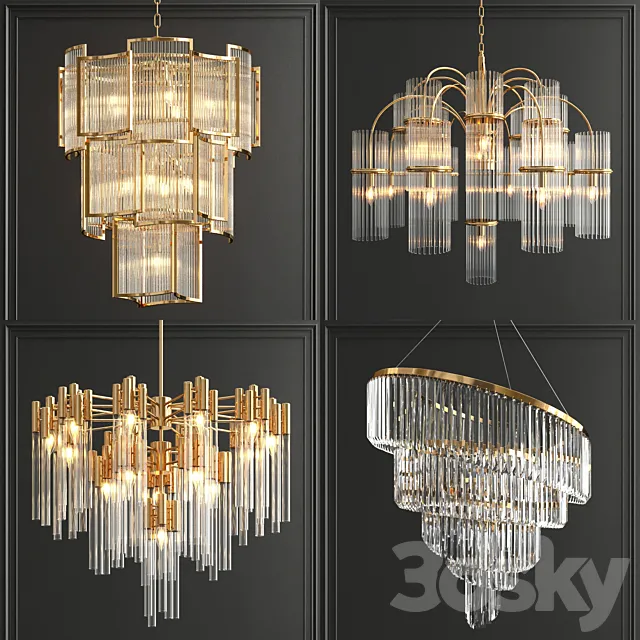 Collection of modern crystal chandeliers 3DSMax File