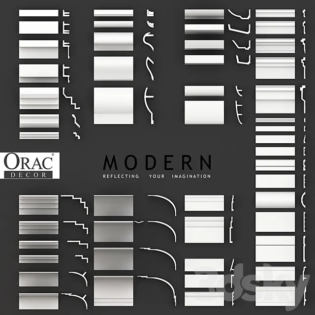 Collection of moldings. cornices and skirting boards Orac Decor. Modern (51 profile) 3DSMax File