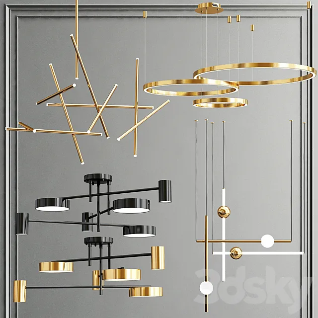 Collection of new minimalist chandelier_2 3ds Max