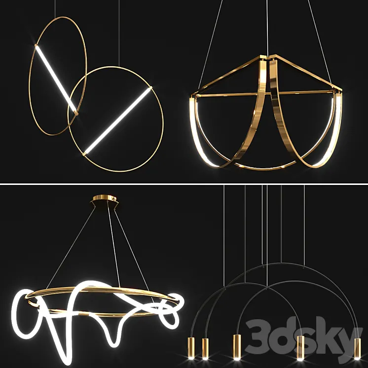 Collection of new minimalist chandelier_6 3DS Max