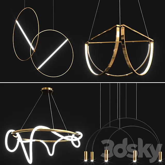 Collection of new minimalist chandelier_6 3DSMax File