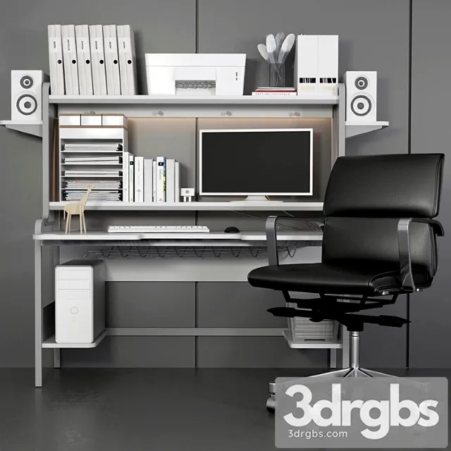 Collection of office furniture for home and stationery. computer table and chair 2 3dsmax Download