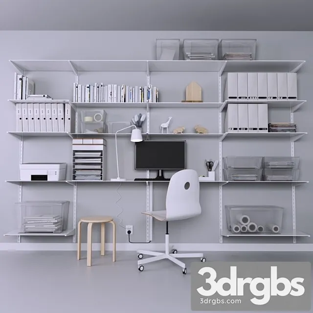 Collection of office furniture with stationery armchair and other accessories 2 3dsmax Download
