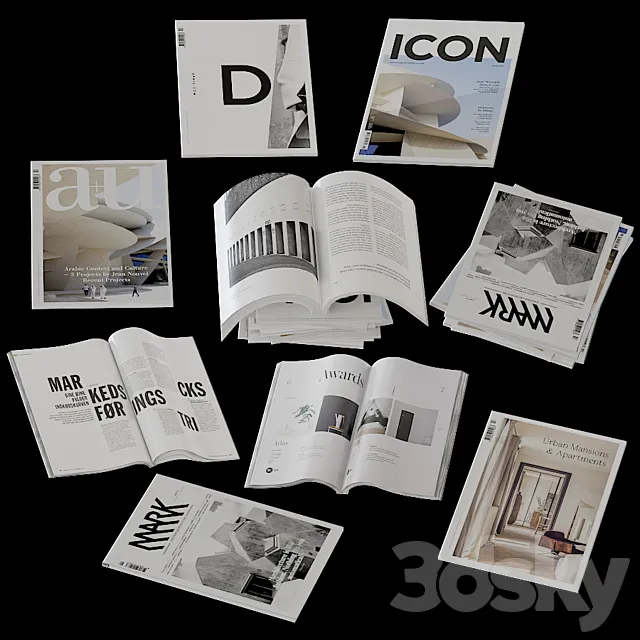 Collection of open and closed magazines 3DSMax File
