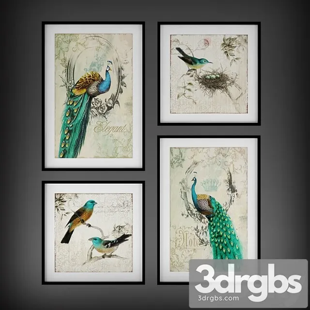 Collection of Paintings Birds 3dsmax Download
