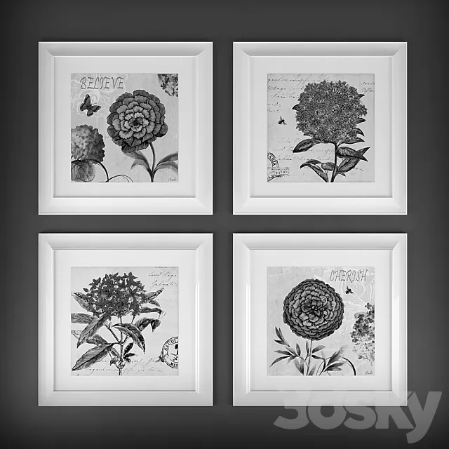 Collection of paintings “Flowers” 3ds Max