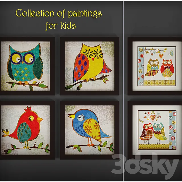 Collection of paintings for kids 3DSMax File