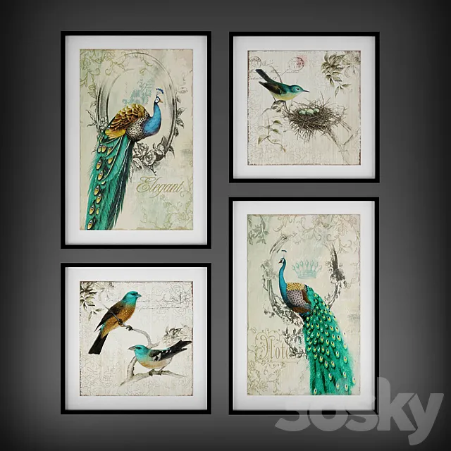 Collection of paintings “The Birds” 3DSMax File