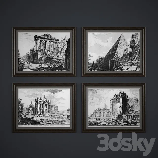 Collection of paintings “The engravings of the 18th century” 3DSMax File