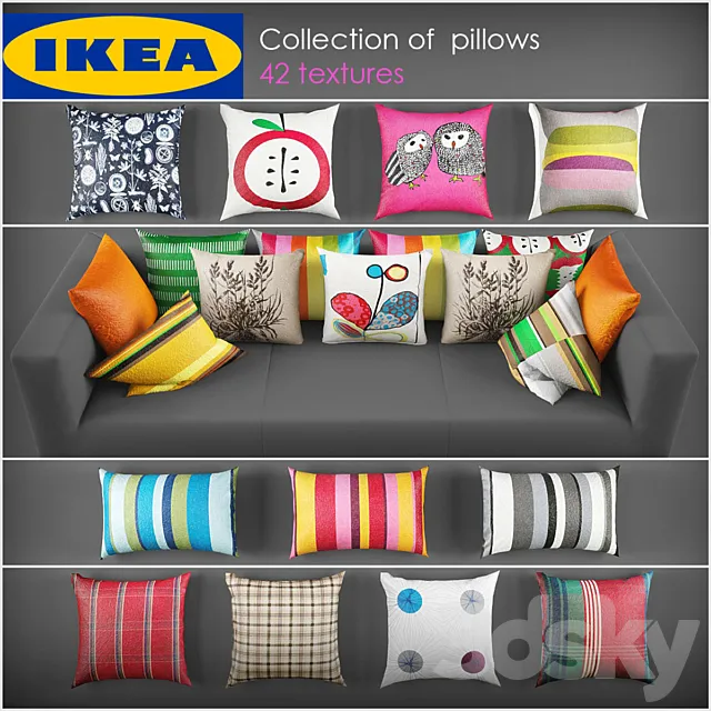 Collection of pillows from Ikea 3DSMax File