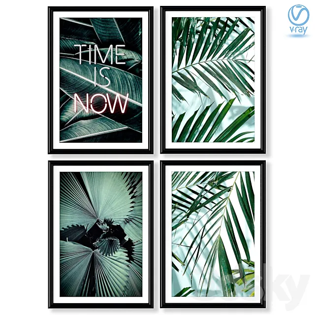 Collection of posters with palm leaves. 3DSMax File