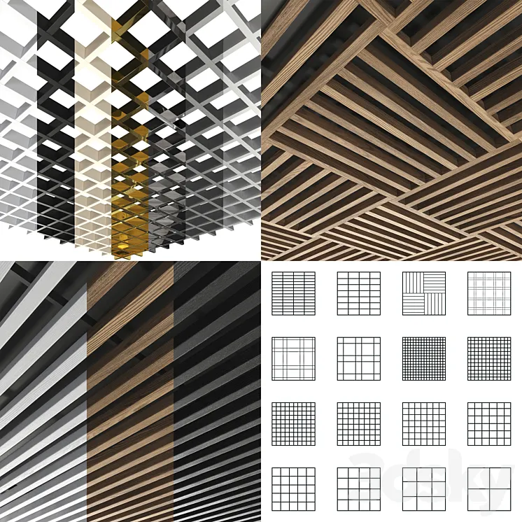 Collection of slatted ceilings Grilyato 3DS Max