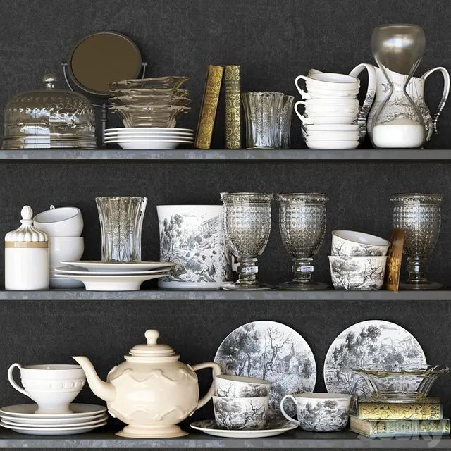 Collection of tableware and kitchen accessories 3dsMax Model