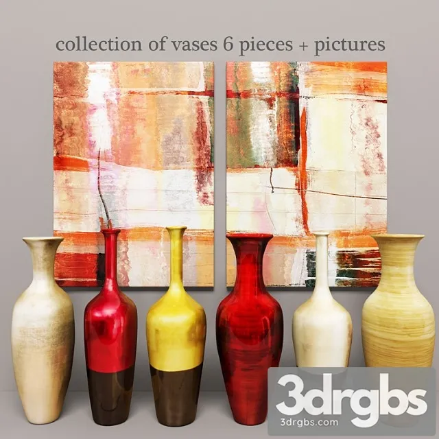 Collection Of Vases 6 Pieces Pictures 3dsmax Download
