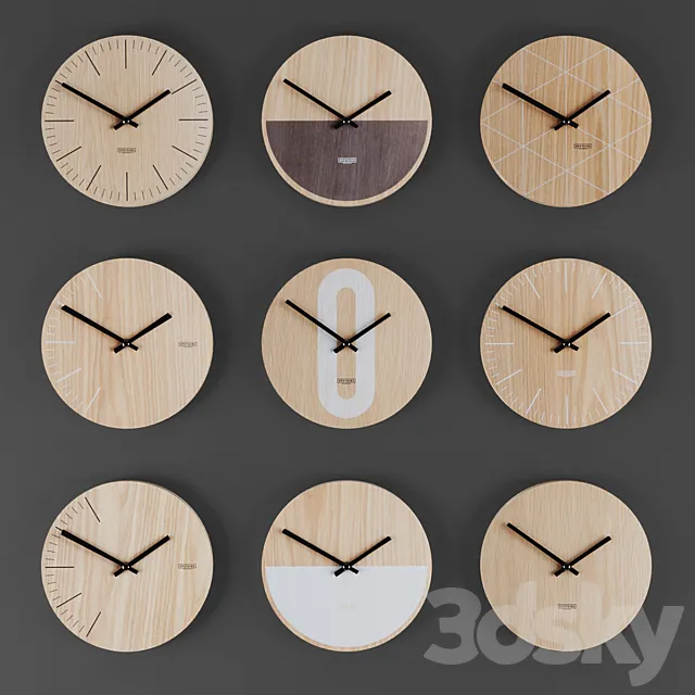 Collection of wall clocks 10 3ds Max