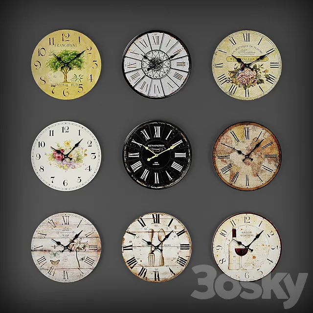 Collection of wall clocks 2 3DS Max Model