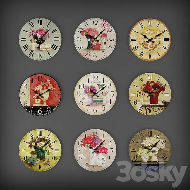 Collection of wall clocks 3 3DS Max Model