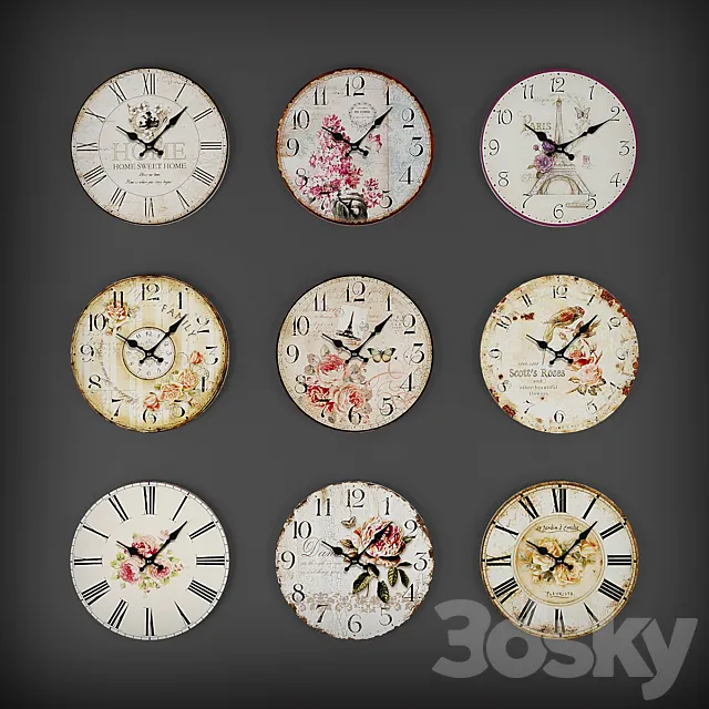 Collection of wall clocks 3DSMax File