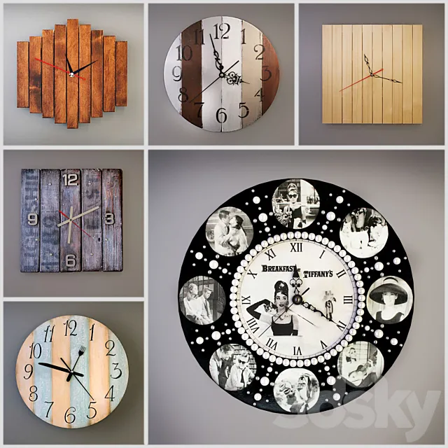 Collection of wall clocks handmade 3DS Max Model