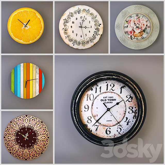 Collection of wall clocks handmade 3DSMax File