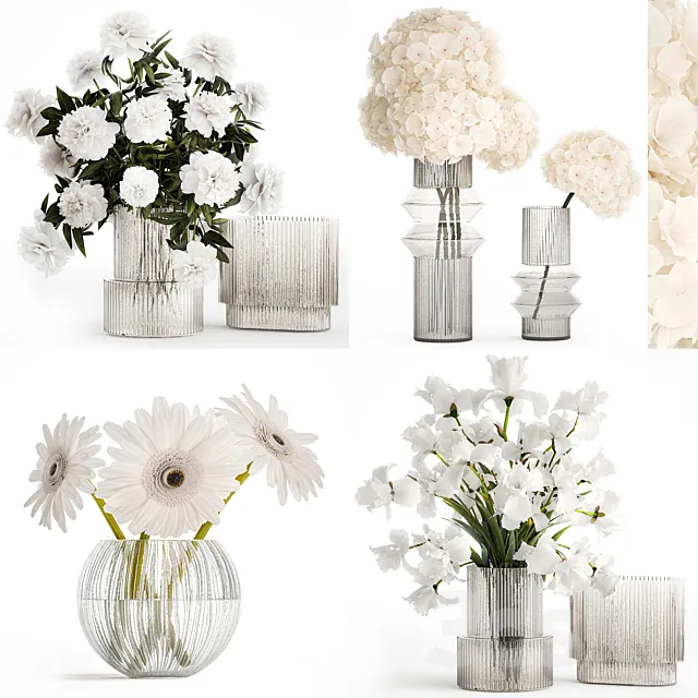 Collection of white flower bouquets. Set 424. 3dsMax Model