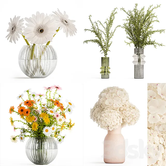 Collection of white flower bouquets. Set 425. 3dsMax Model