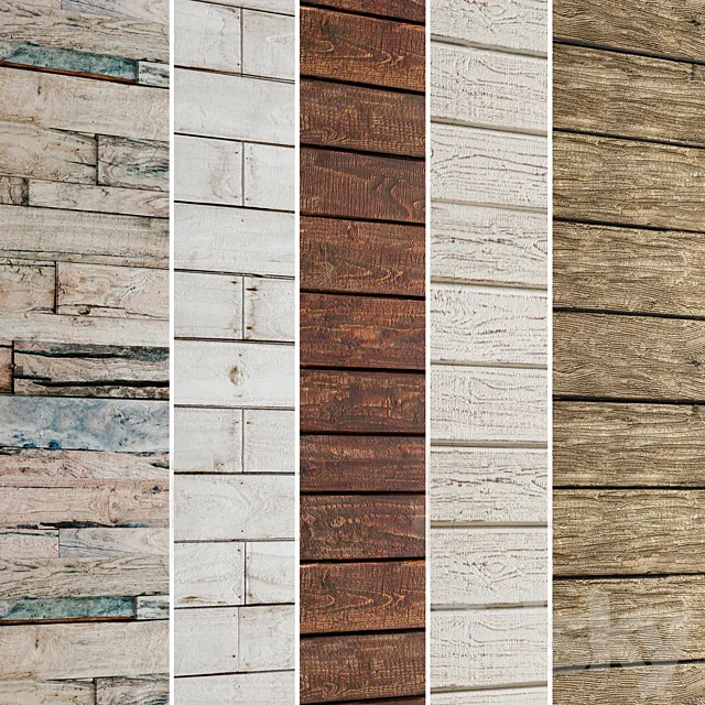 Collection of wood panels 5 pcs. wall decor. plank panels. wooden decor. boards. wooden wall. panel. slats 3DSMax File