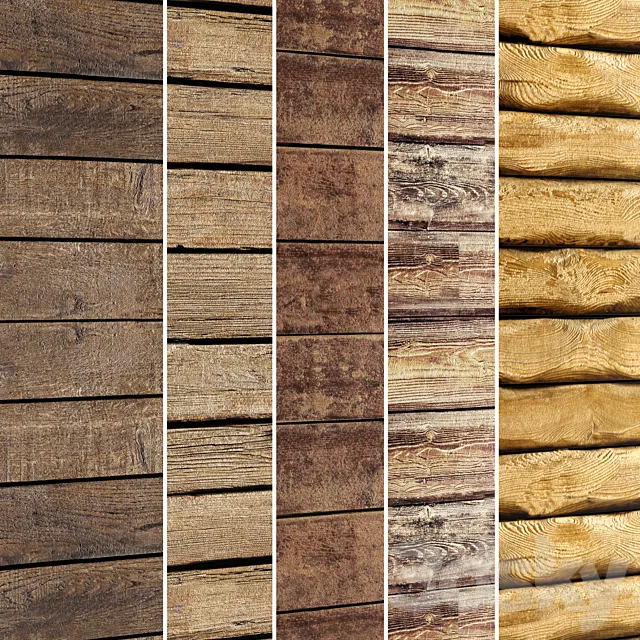Collection of wood panels 5 pcs. Wall decor. plank. wall decor. plank panels. wood decor. boards. wooden wall. panel. slats 3DSMax File