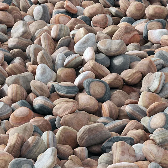 Collection pebble river _ Collection of river pebbles 3DS Max Model