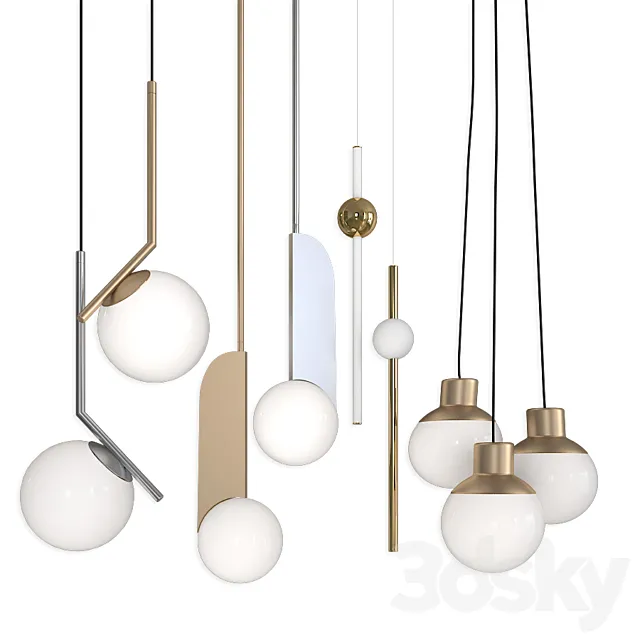 Collection Pendants set 15 Lampatron Neo – B_LUX C Ball – Mass light 3ds Max