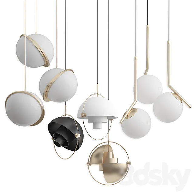 Collection Pendants set Lee Broom Gubi B.lux 3DS Max Model