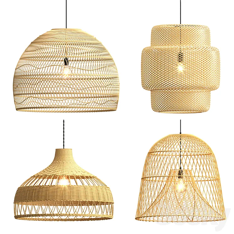 Collection rattan pendant lights 3DS Max