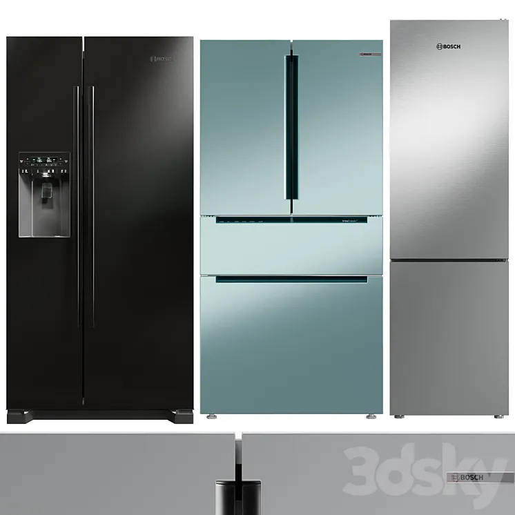 Collection Refrigerator Bosch set 01 3DS Max Model