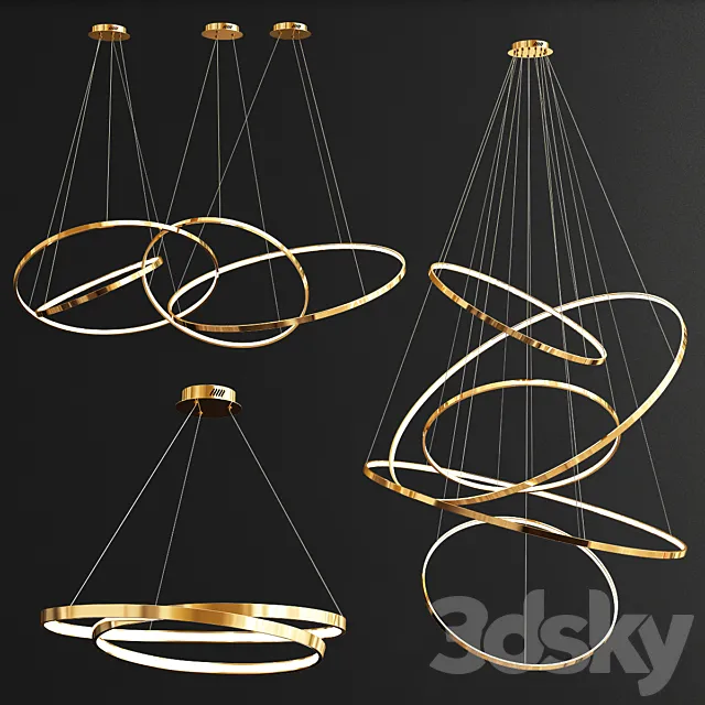 Collection ring chandeliers 3ds Max
