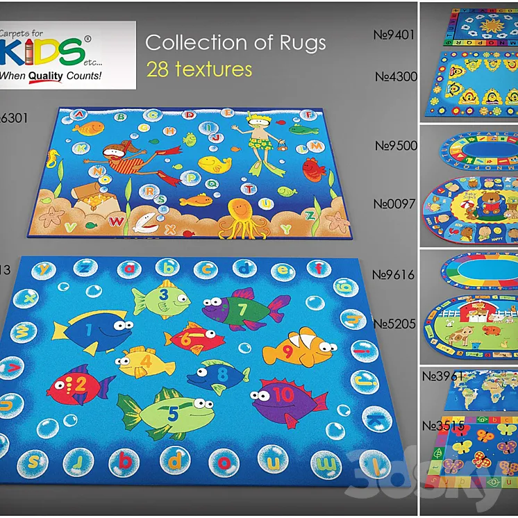 Collection rugs Carpets for Kids 3DS Max