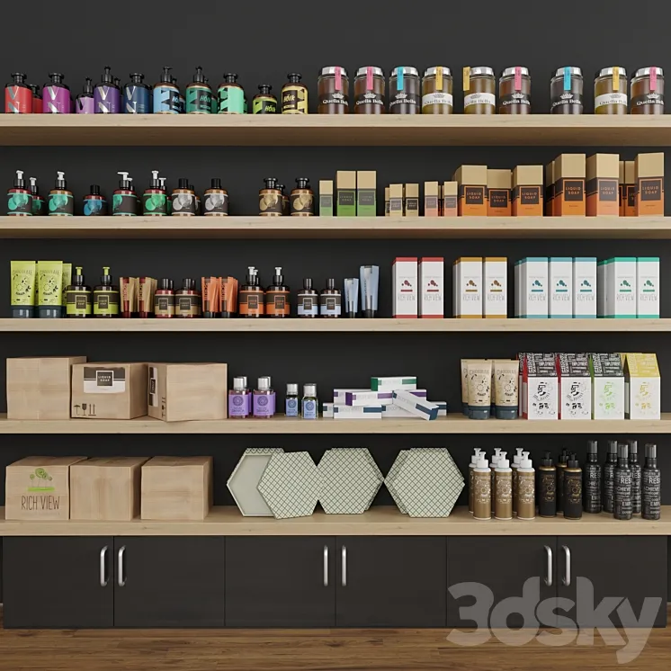 Collection set of cosmetics for beauty salons or shops. Make up 3DS Max