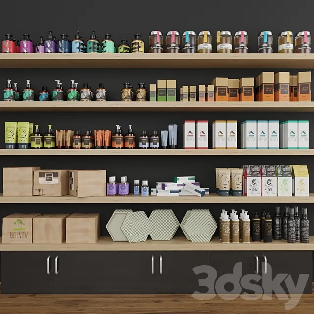 Collection set of cosmetics for beauty salons or shops. Make up 3DSMax File
