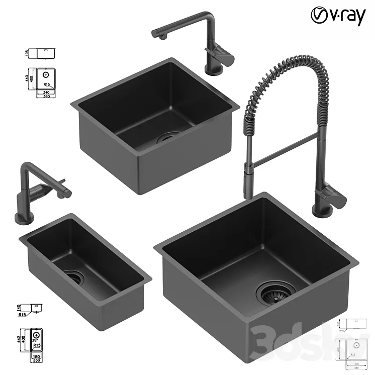 Collection_of_kitchen_sinks_02 3DS Max