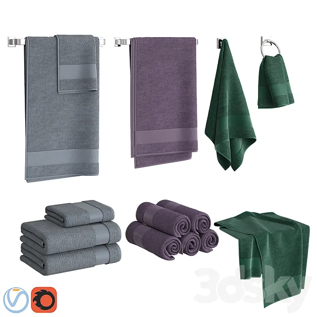 Color Towels Set 3DS Max Model