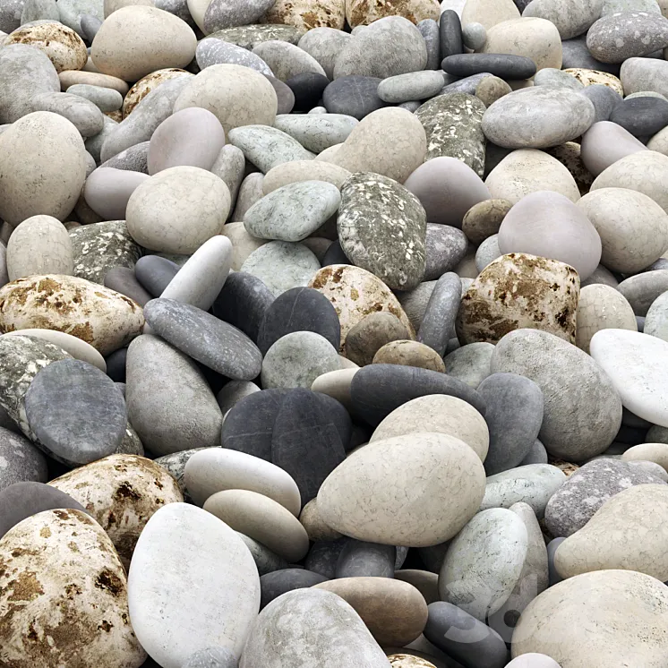 Colored pebbles road 3DS Max