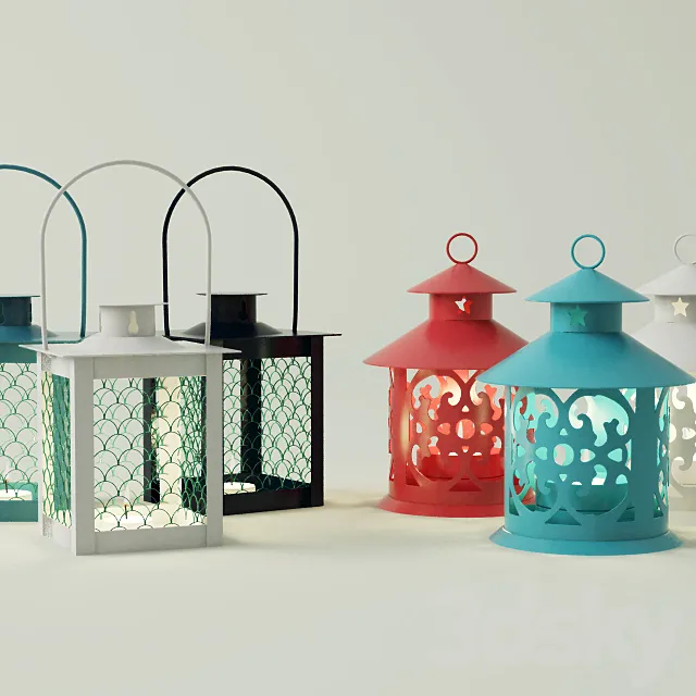 Coloured lanterns & tealightholders 3DSMax File