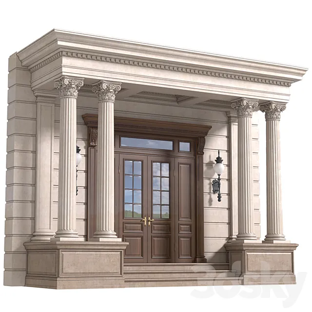 Column Porch Entrance to the house Classic Porch 3DS Max Model