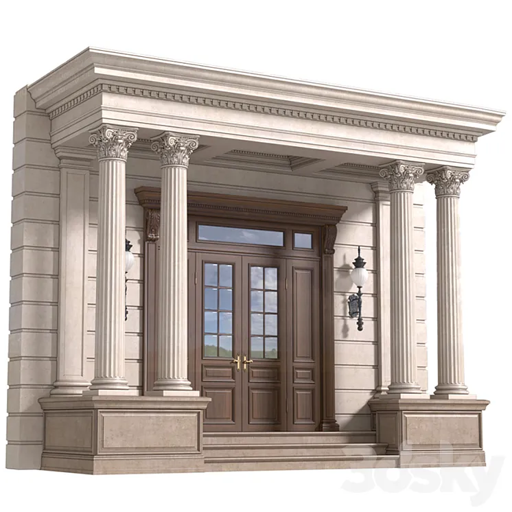 Column Porch Entrance to the house Classic Porch 3DS Max