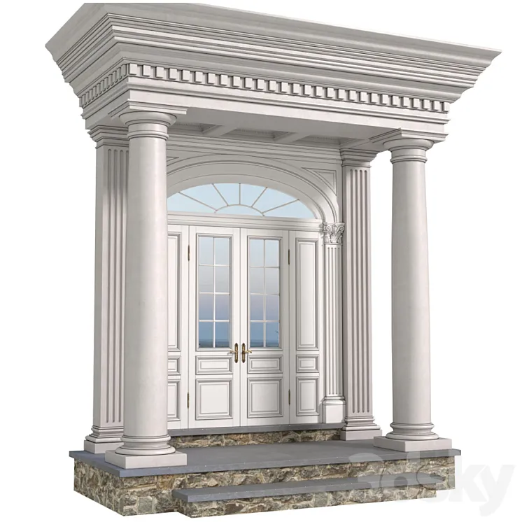 Column Porch MODERN ENTRANCE to the house Classic Front Porch Portico FRONT DOOR 3DS Max