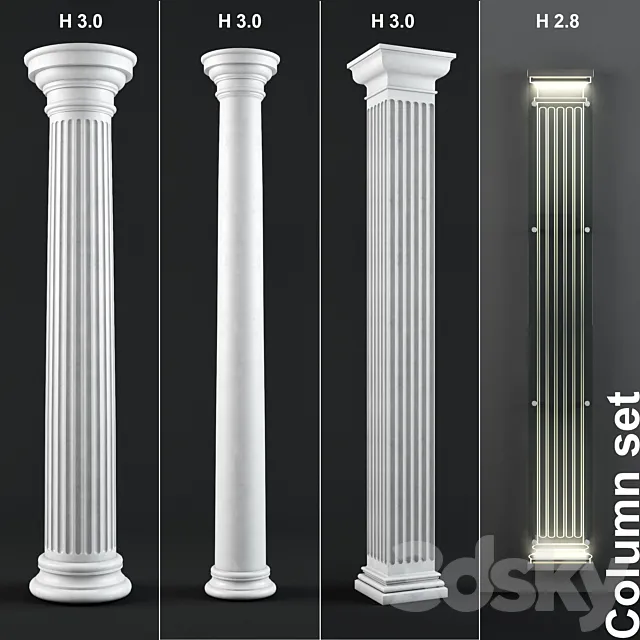 Column set – Set of 4 columns 3DSMax File