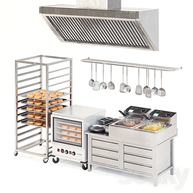 Commercial Kitchen Set 01 3dsMax Model