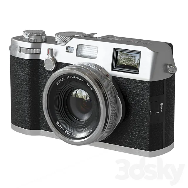 Compact Premium Fujifilm X100F Silver Camera 3DSMax File