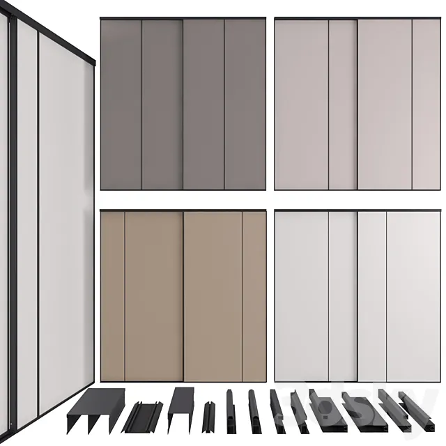 Compartment doors in narrow profile MODUS 3DS Max Model