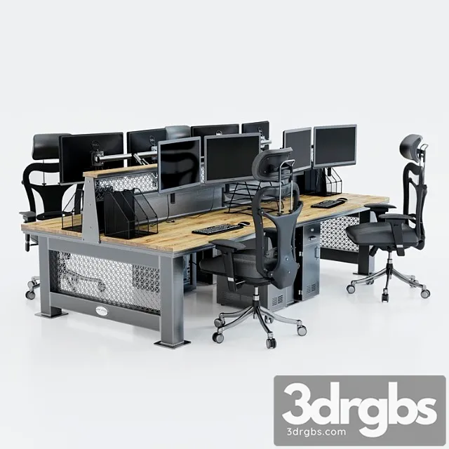 Computer Desk For 4 Workplaces 3dsmax Download